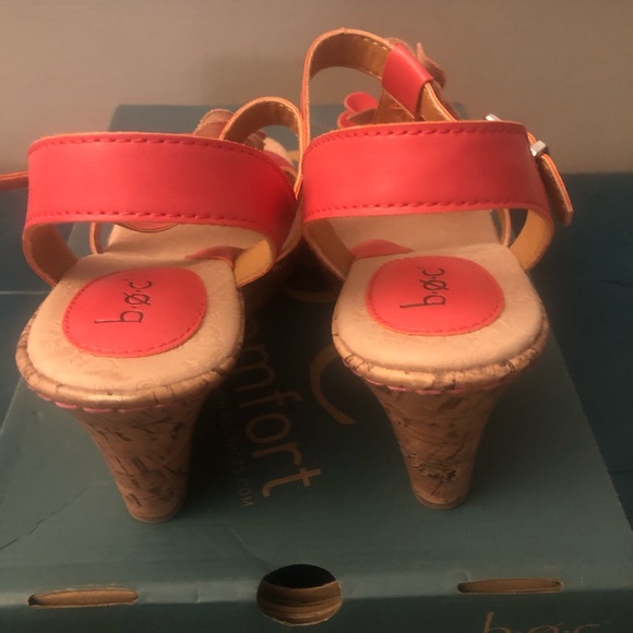 b.ø.c. EVITA Coral flowered cork platform sandal. NEW - Picture 2 of 7